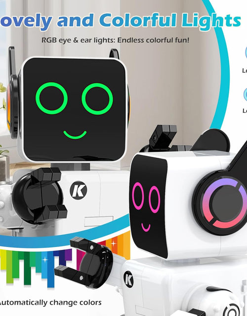 Load image into Gallery viewer, Rechargeable RC Robot Toy for Kids - Interactive Intelligent LED Light, Speaks, Dances, Built-In Coin Bank (White)
