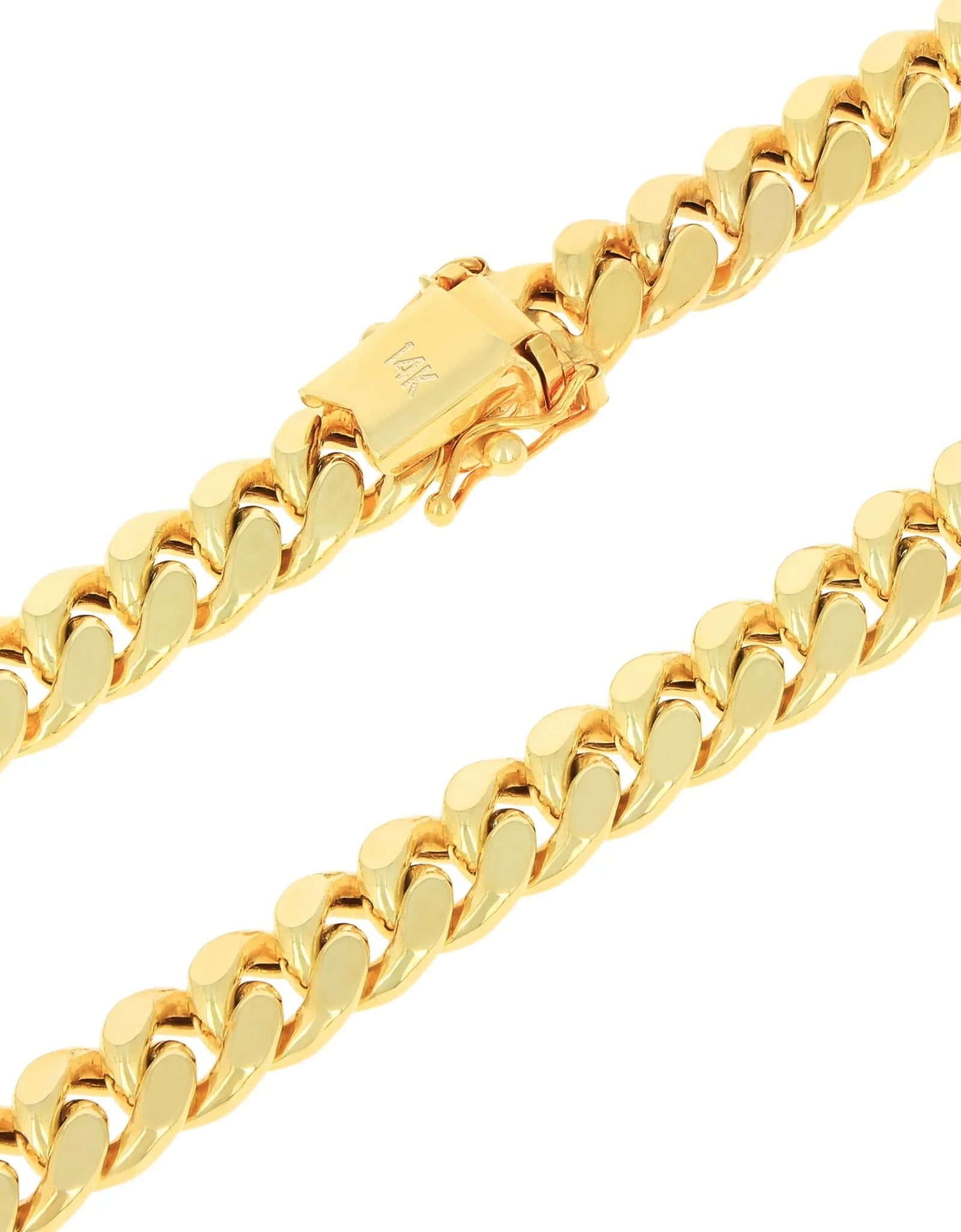 14K Yellow Gold 7.5Mm Miami Cuban Link Chain Necklace, Mens Womens Jewelry Box Clasp 16" - 30"