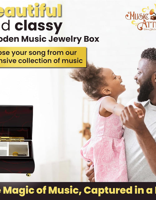 Load image into Gallery viewer, Stunning Burgundy Beveled Top Music Jewelry Box with Artistic Floral Motif- Many Songs to Choose
