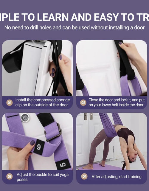 Load image into Gallery viewer, Aerial Yoga Strap Pull Rope Woman Hammock Stretch Leg Splits Trainer Female Gym Belt Aerial Hammock Swing Stretching Inversion
