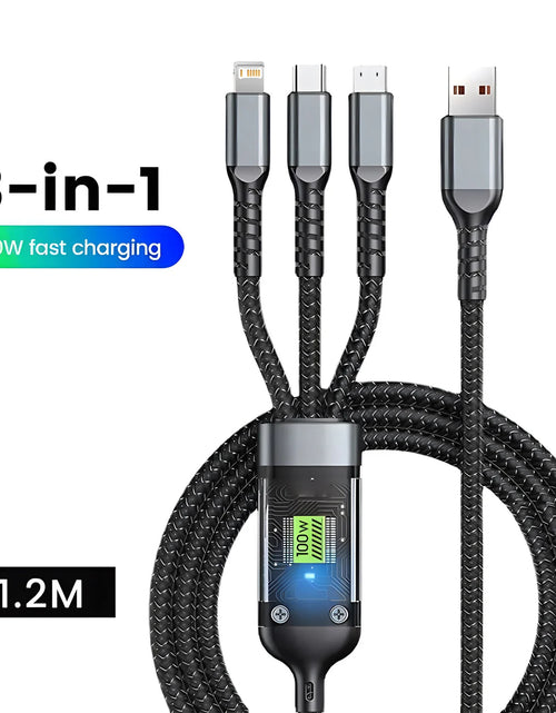 Load image into Gallery viewer, Transparent Luminous 3-In-1 Super Fast Charging Cable, 3 in 1 Charging Cable, Universal with Type-C Micro for Iphone15 14 13
