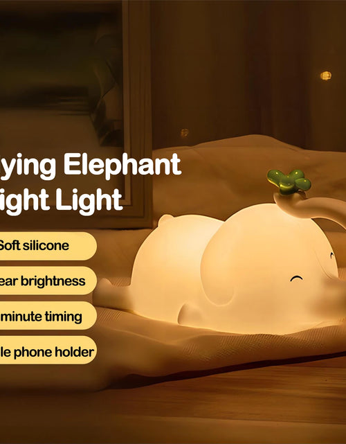 Load image into Gallery viewer, Children Silicone Night Light Cute Elephant Baby Dimmable Timed Sleeping Night Lamp for Bedside Bedroom Decoration Gift Birthday
