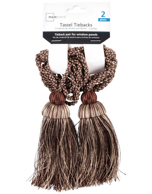 Load image into Gallery viewer, Polyester Rope Tassel Curtain Tieback Set, Chocolate, Set of 2
