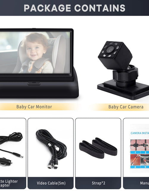 Load image into Gallery viewer, Baby Car Camera,  4.3&#39;&#39; HD Night Vision Function Car Mirror Display, 360° Adjustable Safety Car Seat Mirror Camera Monitored Mirror with Wide Clear View, Easily Observe Baby’S Move
