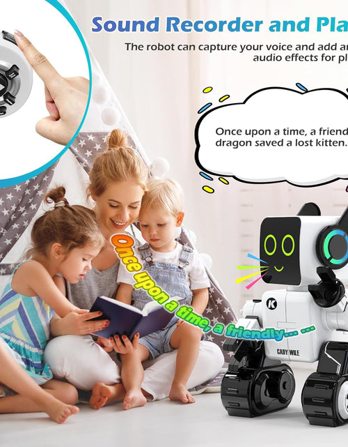 Load image into Gallery viewer, Rechargeable RC Robot Toy for Kids - Interactive Intelligent LED Light, Speaks, Dances, Built-In Coin Bank (White)
