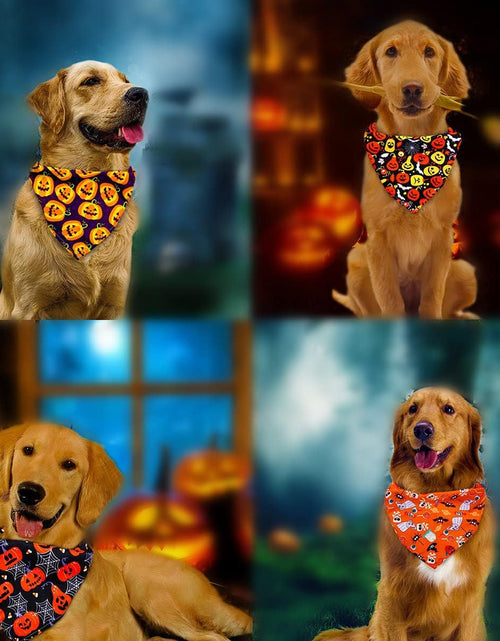 Load image into Gallery viewer, Dog Bandanas for Halloween,6Pcs Pet Triangle Bibs Scarf Autumn Cute Dog Bandanas Pumpkin Bat Spider Pet Scarf Accessories for Small Dogs Cats Pets(Random Color)
